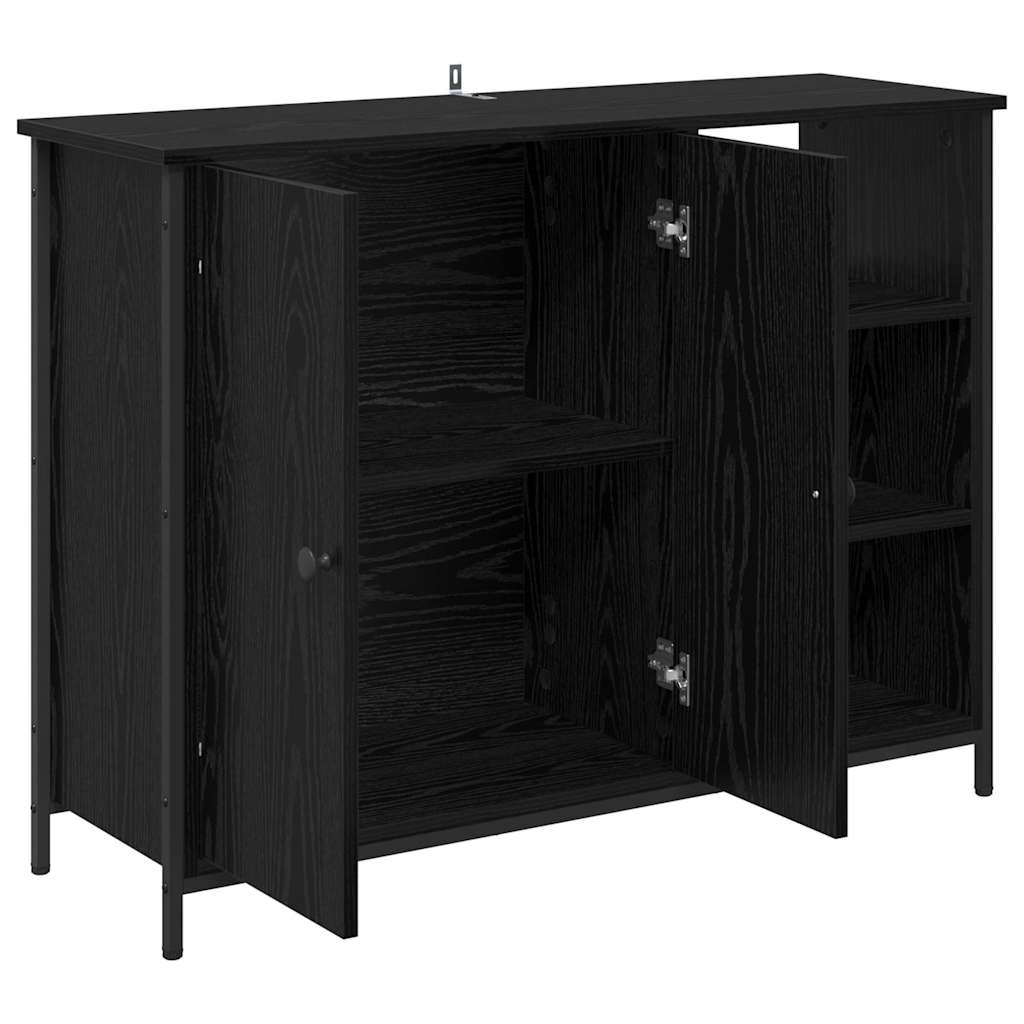 Credenza Rovere Nero 100 x 33 x 75 cm Legno multistrato
