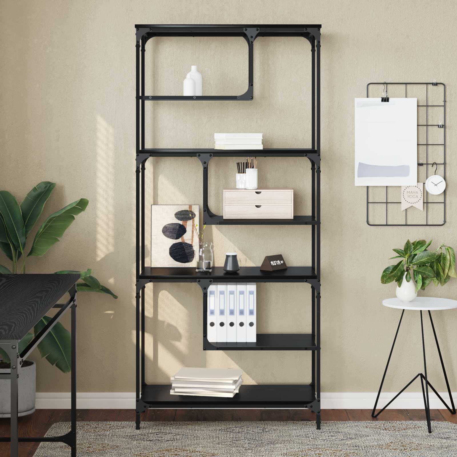 Libreria Rovere nero 81 x 36 x 176 cm Legno multistrato | homemem39