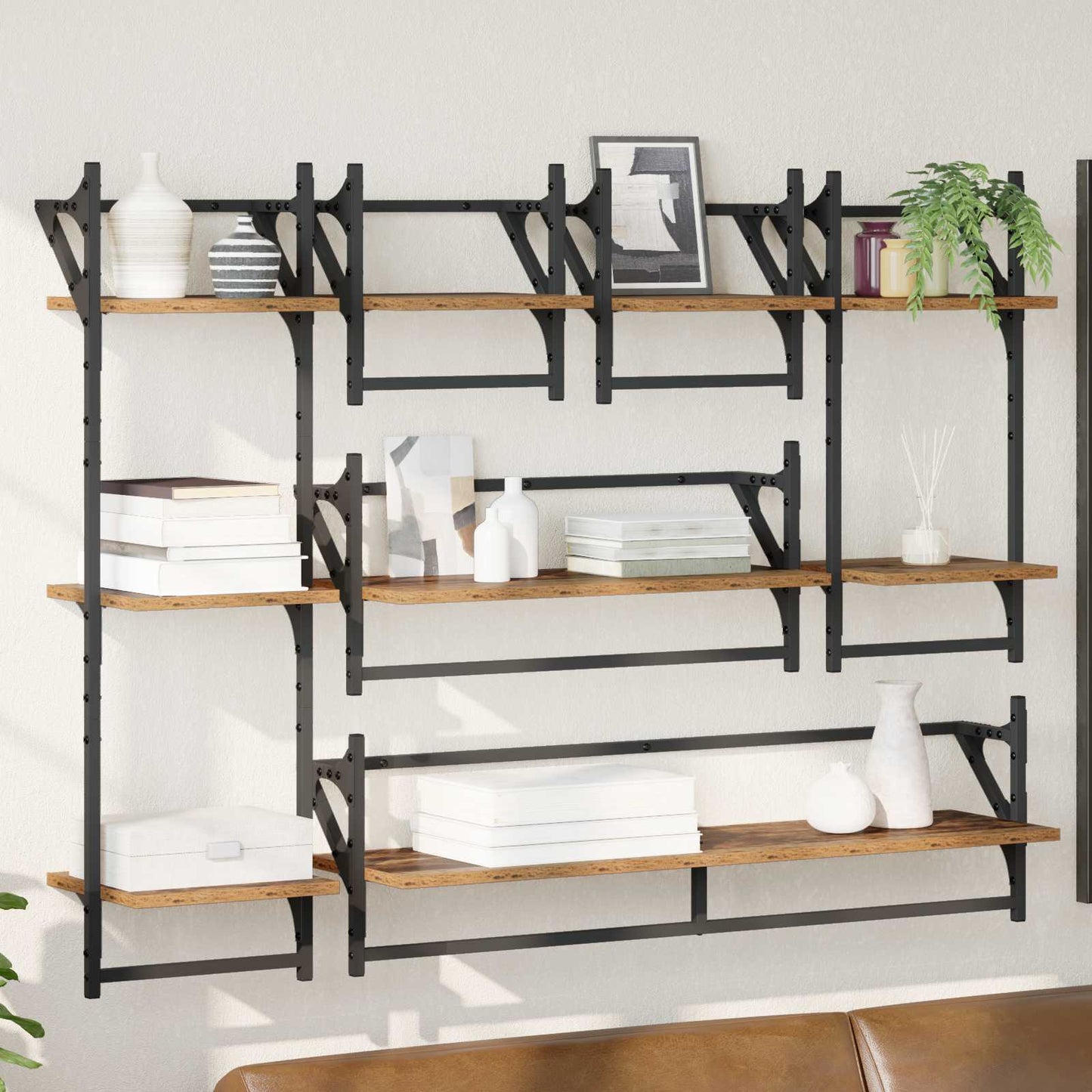 Set mensole da parete 6 pcs Legno vecchio 100 x 25 x 30 cm | homemem39