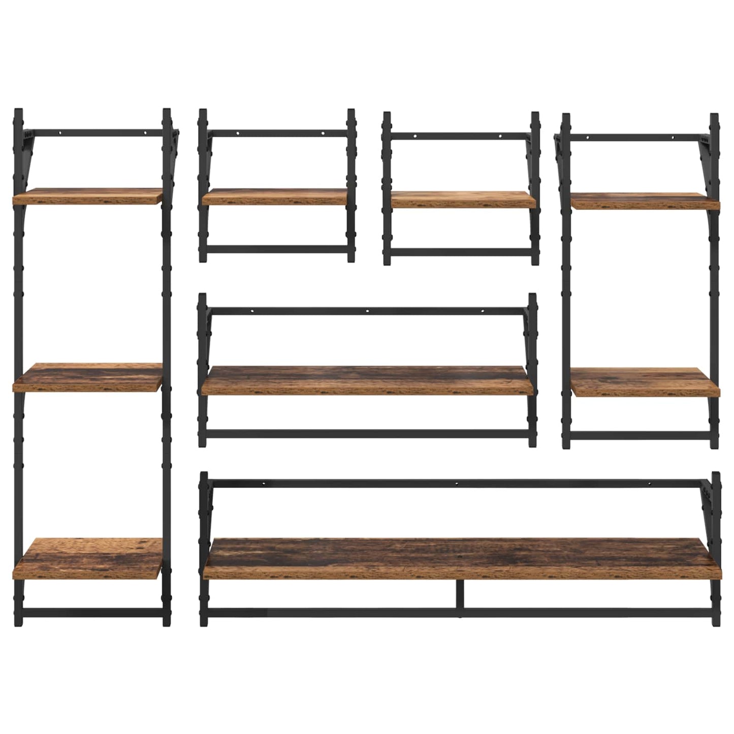 Set mensole da parete 6 pcs Legno vecchio 100 x 25 x 30 cm | homemem39