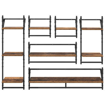 Set mensole da parete 6 pcs Legno vecchio 100 x 25 x 30 cm | homemem39