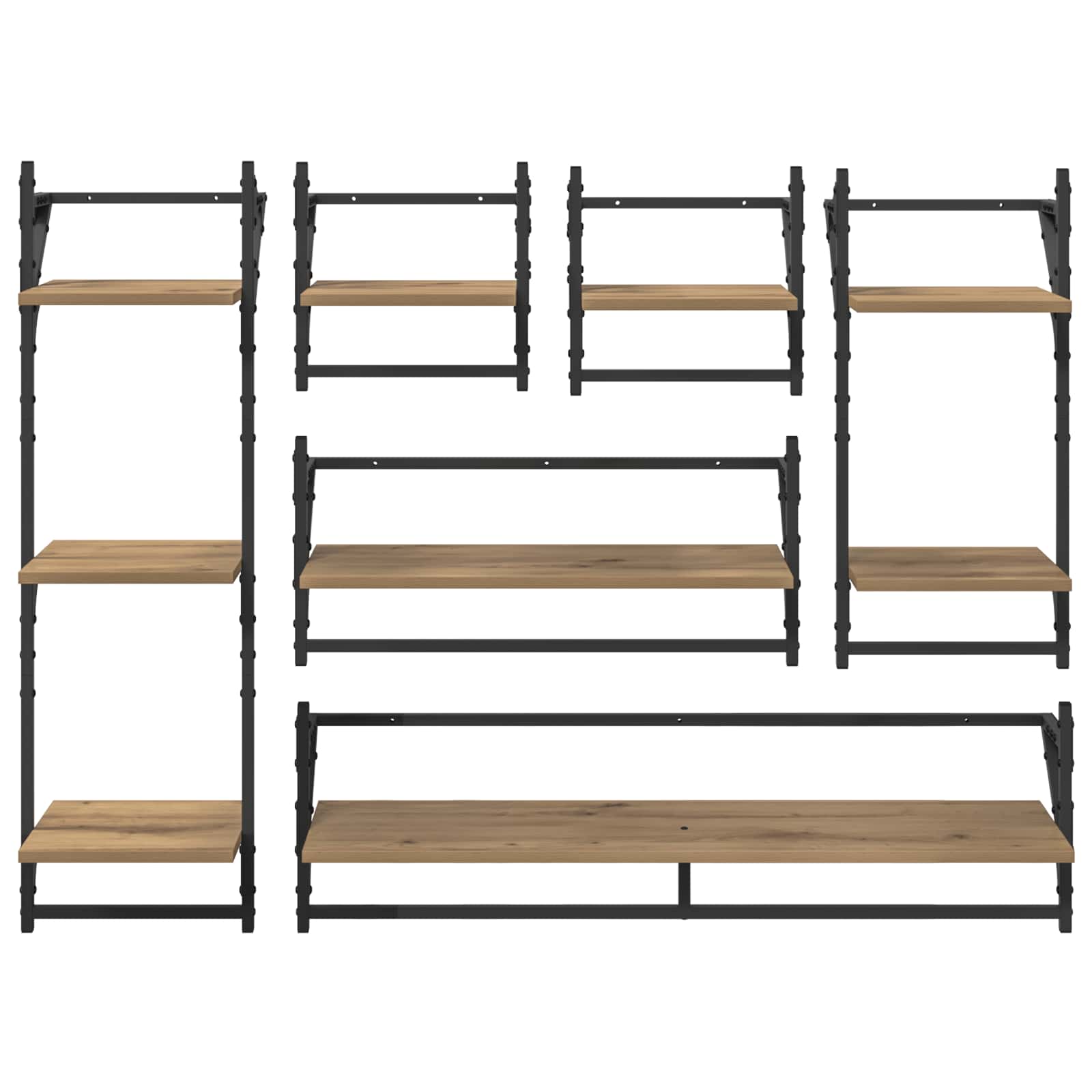 Set mensole da parete A parete 6 pcs Rovere artigianale | homemem39