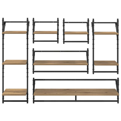 Set mensole da parete A parete 6 pcs Rovere artigianale | homemem39