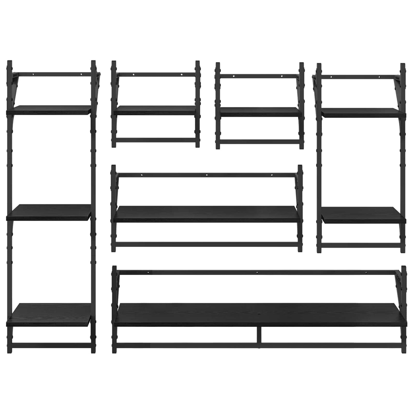 Set mensole da parete 6 pcs Rovere Nero 100 x 25 x 30 cm | homemem39