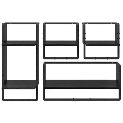 Set mensole da parete 4 pcs Rovere Nero 65 x 25 x 30 cm