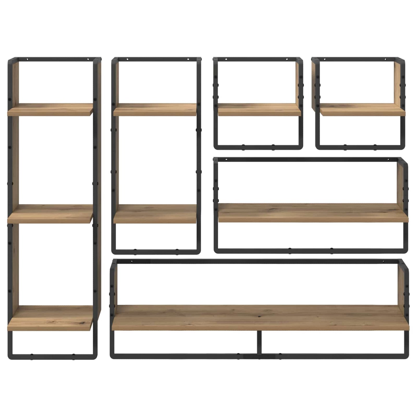 Set mensole da parete A parete 6 pcs Rovere artigianale | homemem39