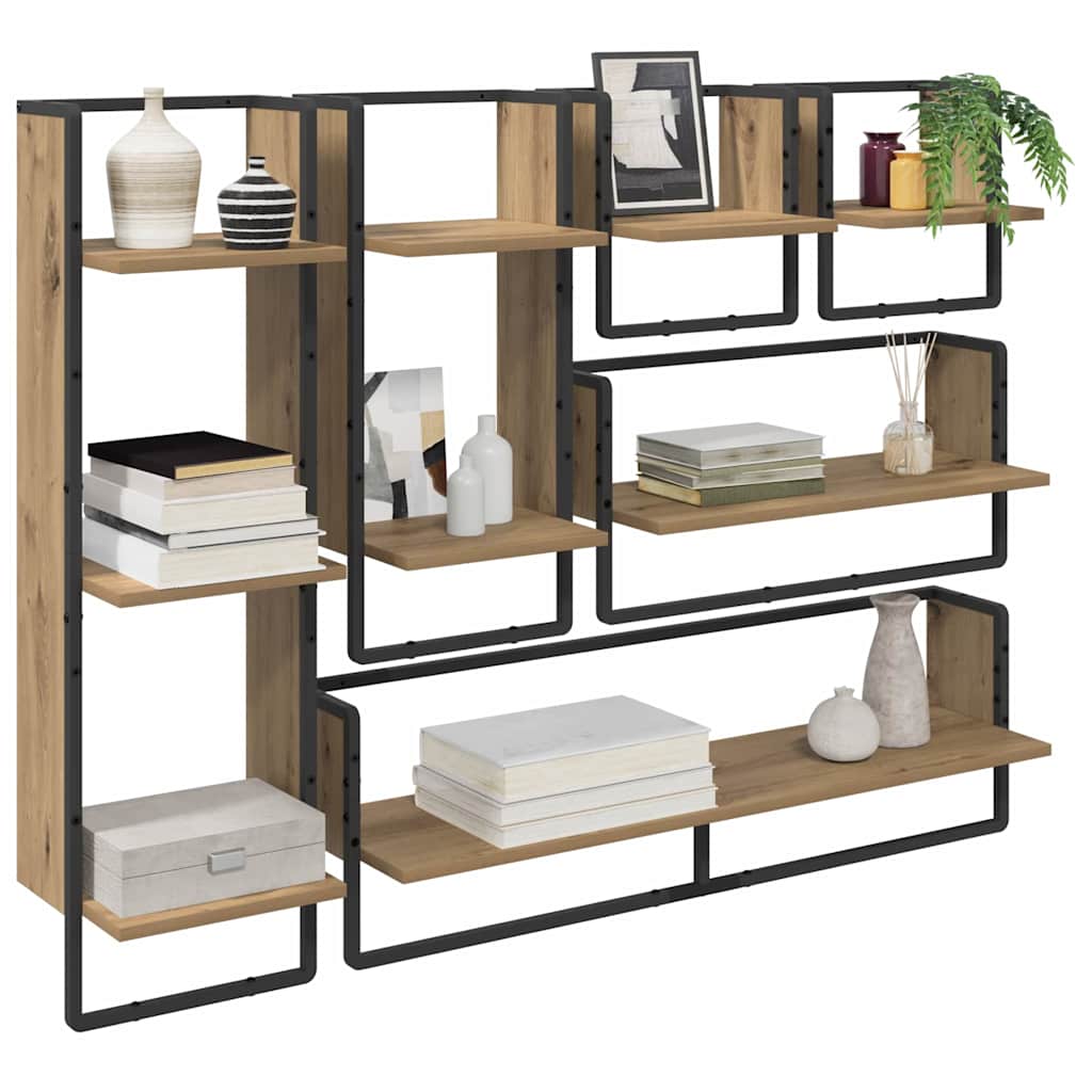 Set mensole da parete 6 pcs Rovere artigianale 100 x 25 x 30 cm