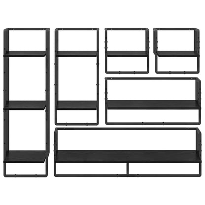 Set mensole da parete 6 pcs Rovere Nero 100 x 25 x 30 cm