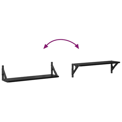 Scaffali da parete 2 pcs Rovere Nero 60 x 15 x 15,5 cm