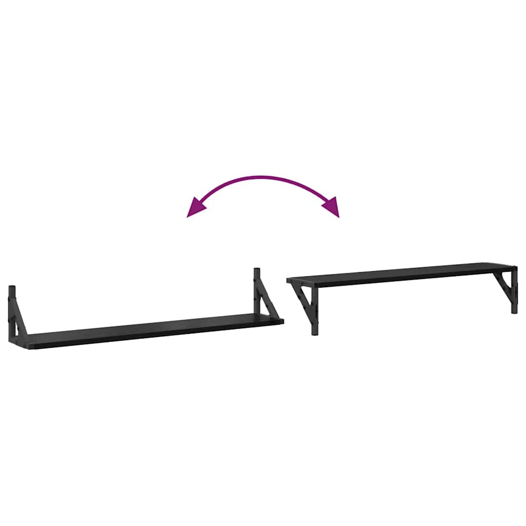 Scaffali da parete 2 pcs Rovere Nero 80 x 15 x 15,5 cm | homemem39