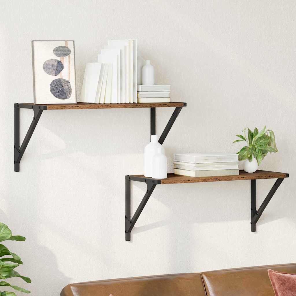 Scaffali da parete 2 pcs Legno vecchio 60 x 25 x 25,5 cm