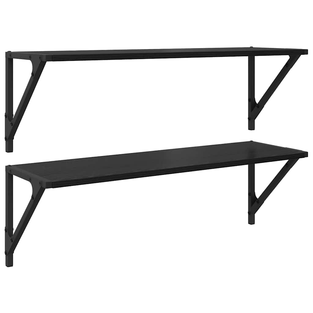 Scaffali da parete 2 pcs Rovere Nero 80 x 25 x 25,5 cm