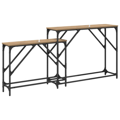 Tavolo consolle 2 pz Rovere artigianale 100 x 28 x 75 cm | homemem39