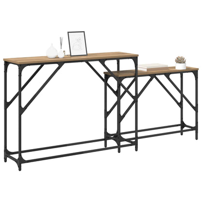 Tavolo consolle 2 pz Rovere artigianale 100 x 28 x 75 cm | homemem39