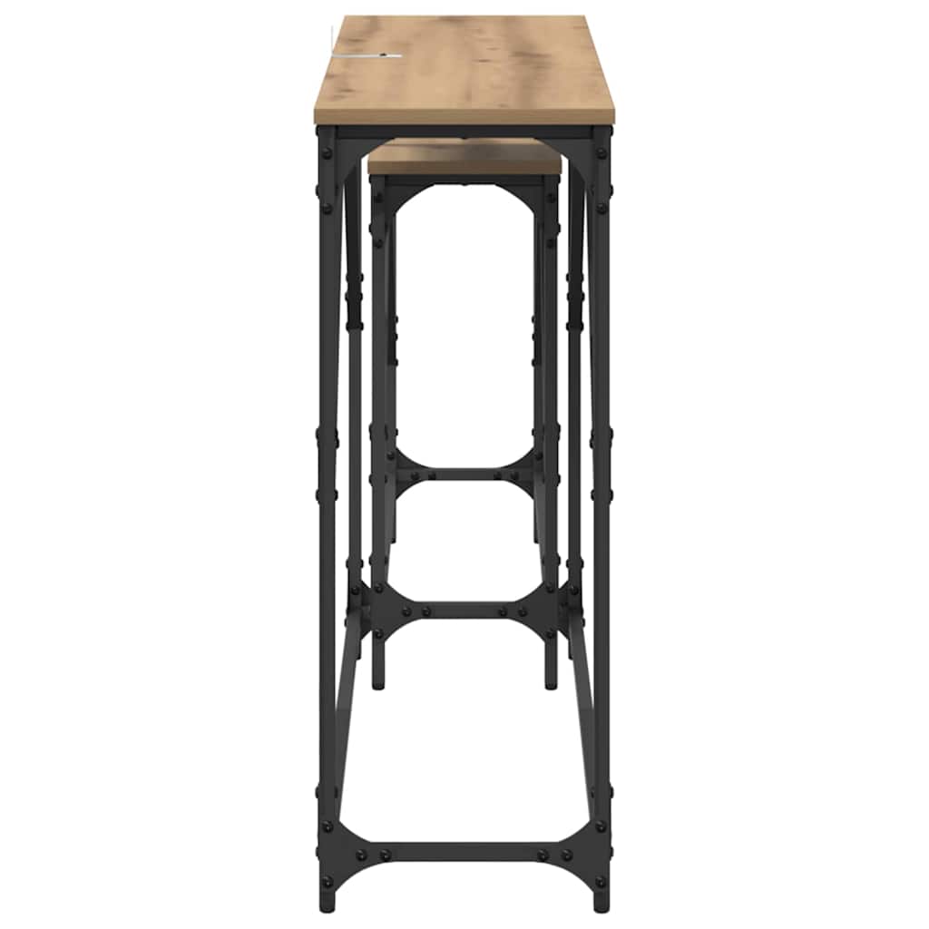 Tavolo consolle 2 pcs Rovere artigianale 100 x 28 x 75 cm