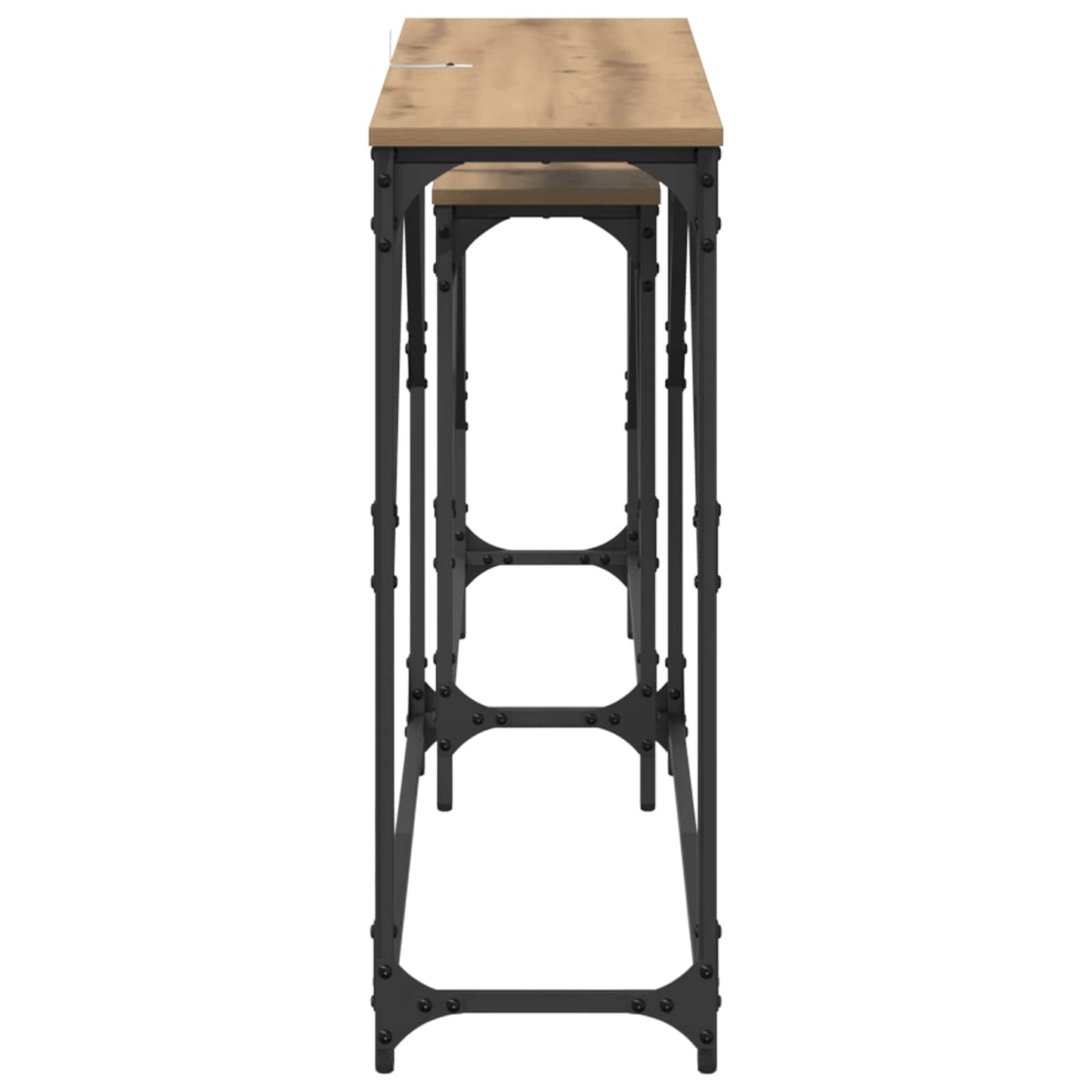 Tavolo consolle 2 pz Rovere artigianale 100 x 28 x 75 cm | homemem39