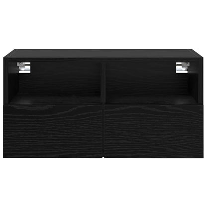 Mobiletti TV da Parete 2 pcs Rovere Nero 60 x 30 x 30 cm