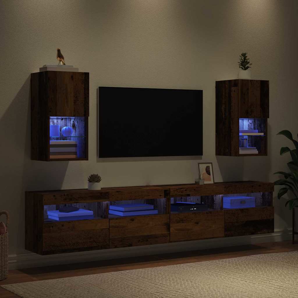 Mobiletti TV a parete 2 pcs Legno vecchio 30,5 x 30 x 60 cm