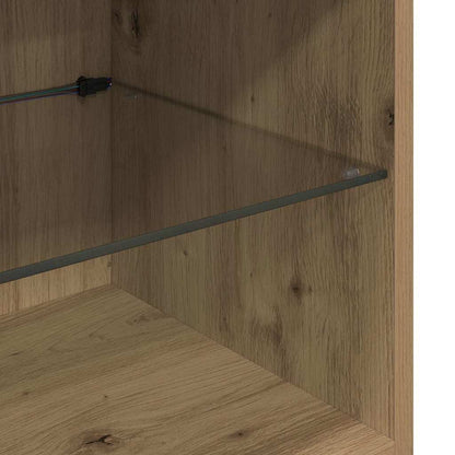 Mobiletti TV a parete con LED 2 pcs Rovere artigianale