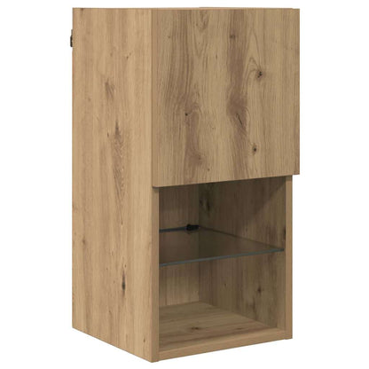 Mobiletti TV a parete con LED 2 pcs Rovere artigianale