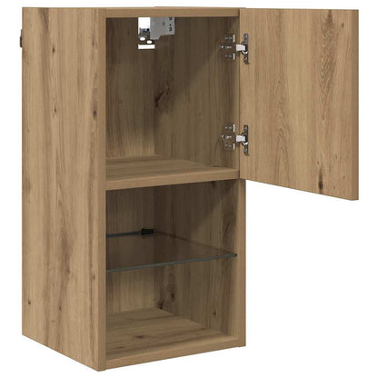Mobiletti TV a parete con LED 2 pcs Rovere artigianale