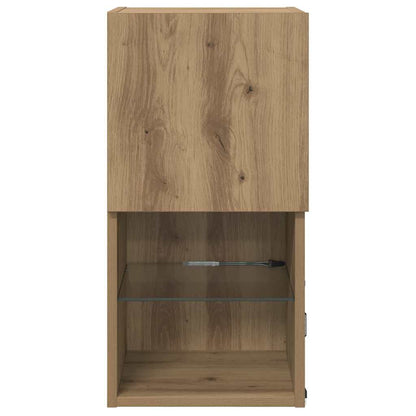 Mobiletti TV a parete con LED 2 pcs Rovere artigianale