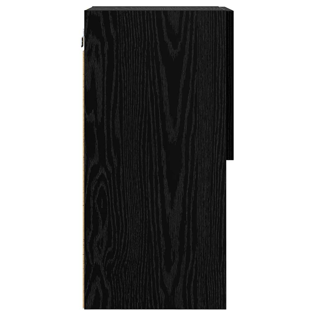 Mobile TV da Parete con LED Rovere Nero 30,5 x 30 x 60 cm | homemem39