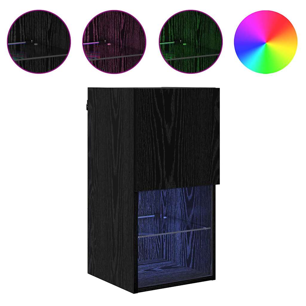 Mobile TV da Parete Rovere Nero 30,5 x 30 x 60 cm