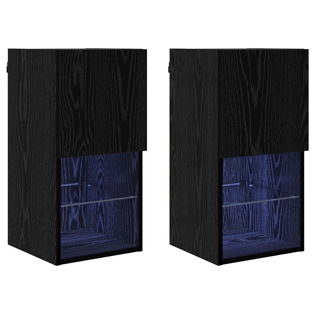 Mobiletti TV a parete 2 pcs Rovere Nero 30,5 x 30 x 60 cm