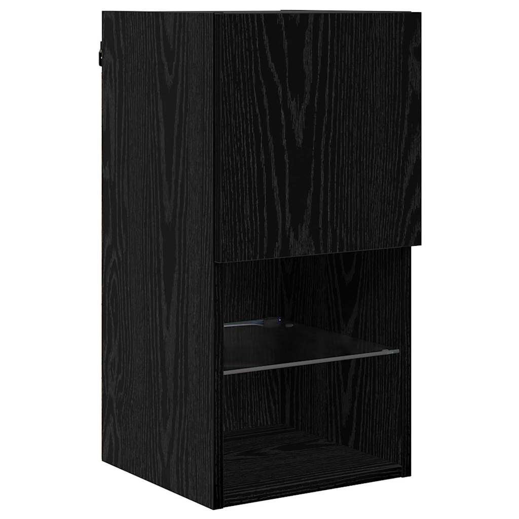 Mobiletti TV a parete 2 pcs Rovere Nero 30,5 x 30 x 60 cm