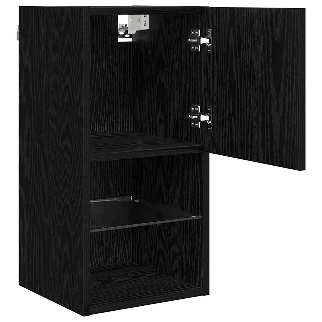Mobiletti TV a parete 2 pcs Rovere Nero 30,5 x 30 x 60 cm