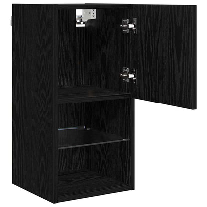 Mobiletti TV a parete 2 pcs Rovere Nero 30,5 x 30 x 60 cm