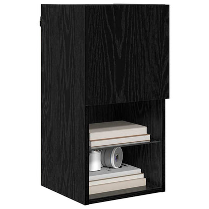 Mobiletti TV a parete 2 pcs Rovere Nero 30,5 x 30 x 60 cm