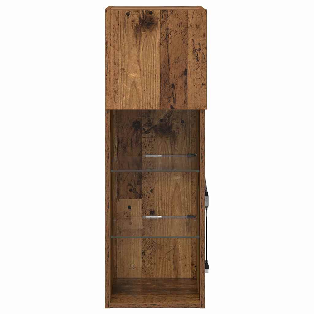 Mobile TV da Parete con LED Legno vecchio 30,5 x 30 x 90 cm