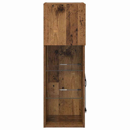Mobile TV da Parete con LED Legno vecchio 30,5 x 30 x 90 cm