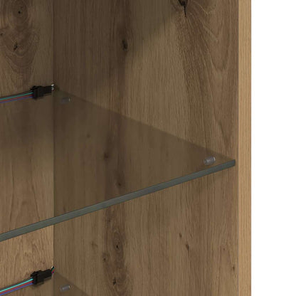 Mobiletti TV a parete con LED 2 pcs Rovere artigianale