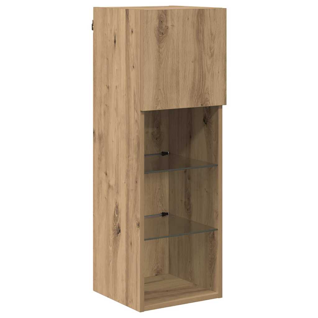 Mobiletti TV a parete con LED 2 pcs Rovere artigianale