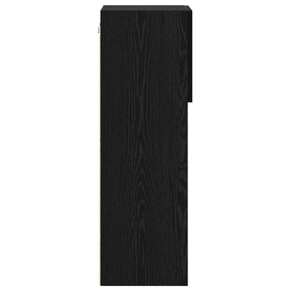 Mobile TV da Parete con LED Rovere Nero 30,5 x 30 x 90 cm