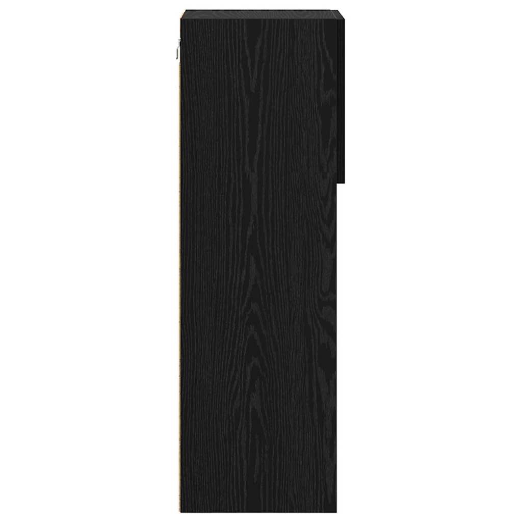 Mobile TV da Parete con LED Rovere Nero 30,5 x 30 x 90 cm | homemem39