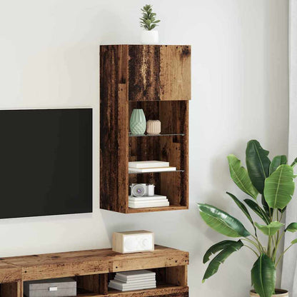 Mobile TV da Parete con LED Legno vecchio 40,5 x 30 x 90 cm