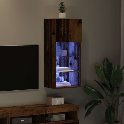 Mobile TV da Parete con LED Legno vecchio 40,5 x 30 x 90 cm