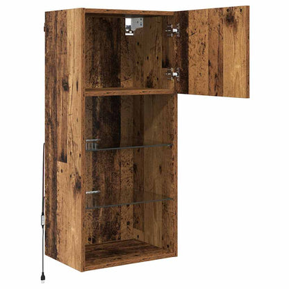 Mobile TV da Parete con LED Legno vecchio 40,5 x 30 x 90 cm