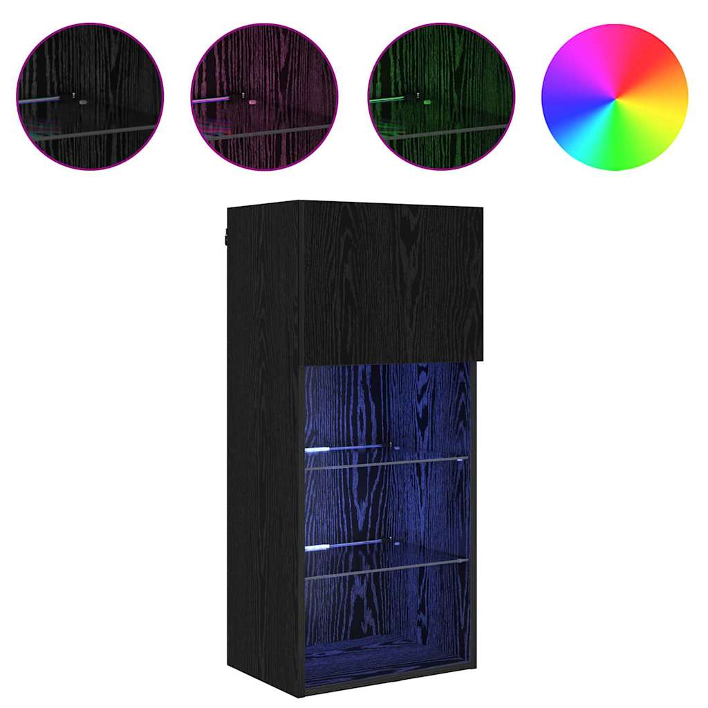 Mobiletti TV a parete 2 pcs Rovere Nero 40,5 x 30 x 90 cm