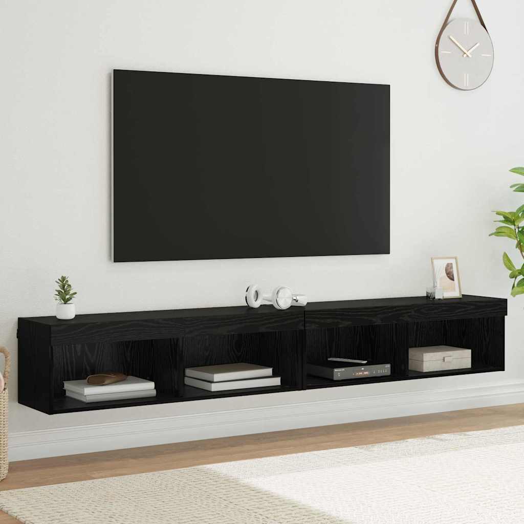 Mobiletti TV da Parete Panama 2 pcs Rovere Nero