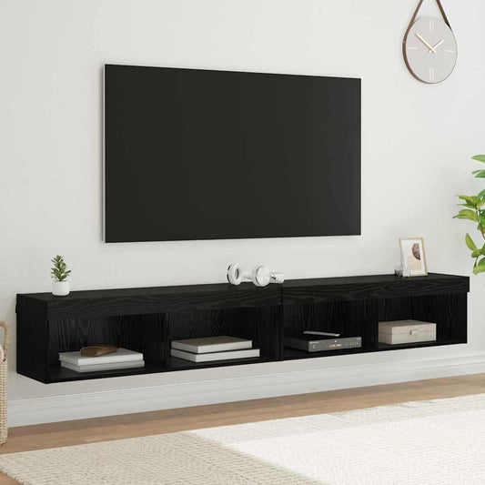 Mobiletti TV da Parete Panama 2 pcs Rovere Nero