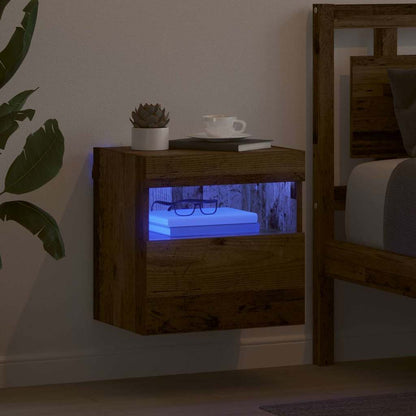 Mobile TV da parete con LED Legno vecchio 40 x 30 x 40 cm