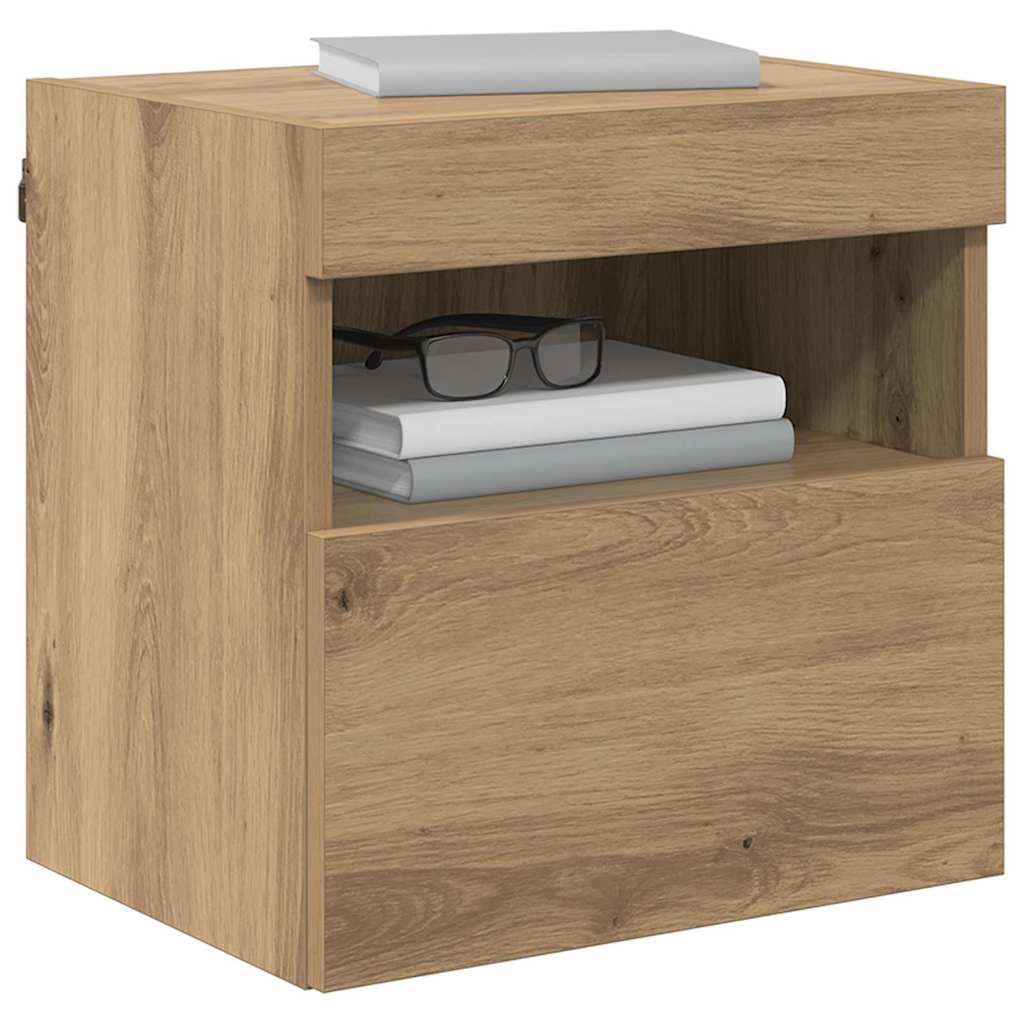 Mobile TV da parete con LED Rovere artigianale 40 x 30 x 40 cm