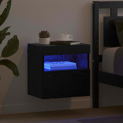 Mobile TV da parete con LED Rovere Nero 40 x 30 x 40 cm