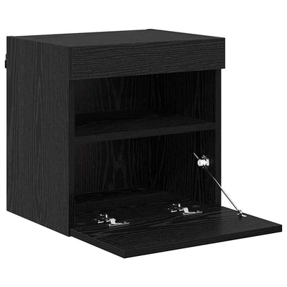 Mobile TV da parete con LED Rovere Nero 40 x 30 x 40 cm