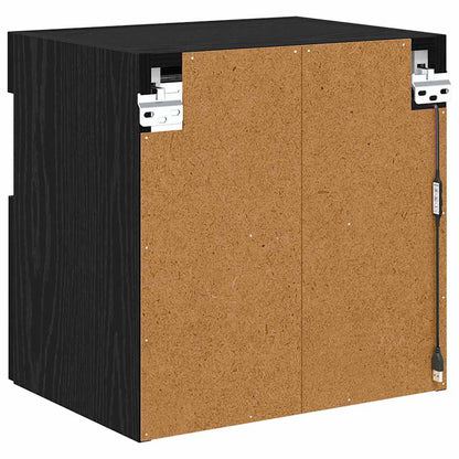Mobile TV da parete con LED Rovere Nero 40 x 30 x 40 cm